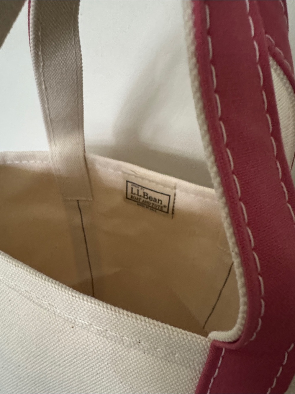 NWT Small L.L. Bean Tote & Boat Bag with regular handles vintage rose - Picture 2 of 7